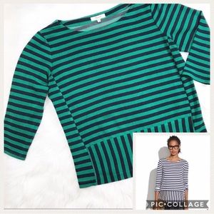 Madewell Striped Tee Shirt Navy Green stripes .